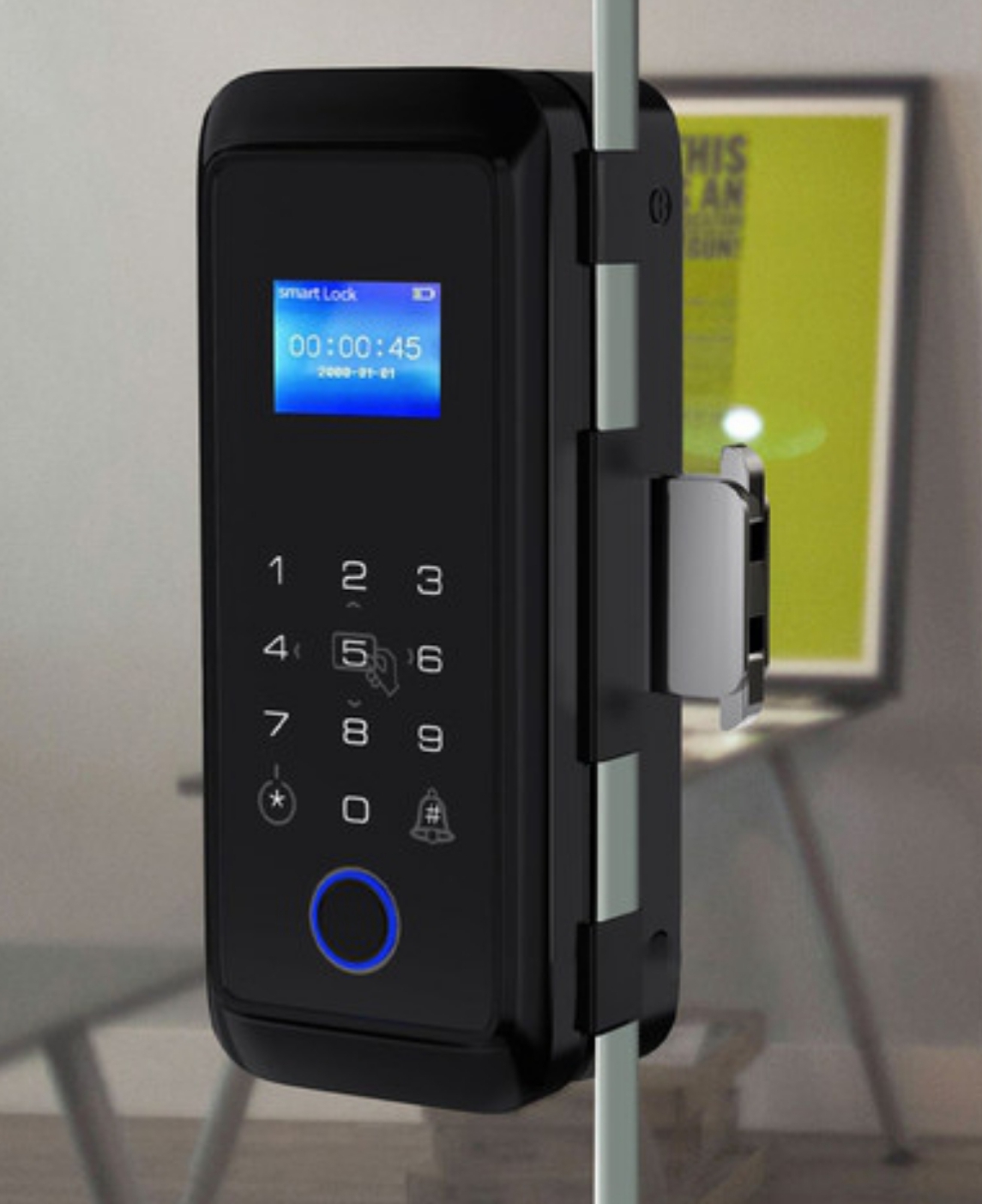 Fingerprint Glass Door Lock Fingerprint, Password, IC Card